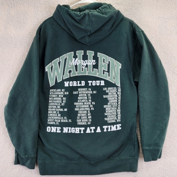 Morgan Wallen One Night At A Time World Tour Hoodie Green Mens Size Large - Picture 2 of 7